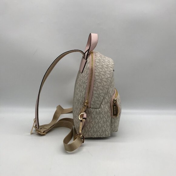 Michael Kors Vanilla And Pink Monogram Logo Erin Backpack Bag - Picture 3 of 11